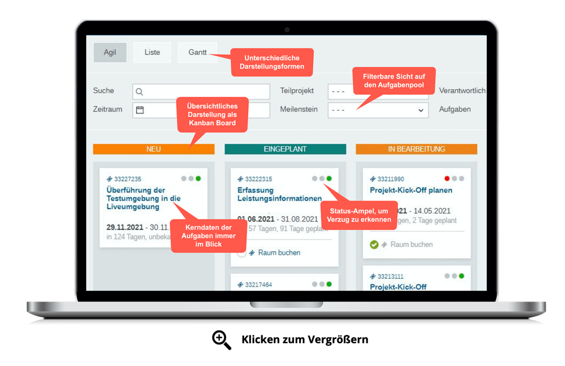 Screenshot Projektmanagement