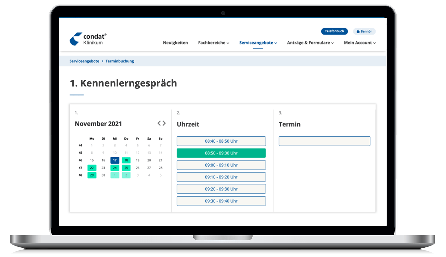 Screenshot Terminvereinbarung