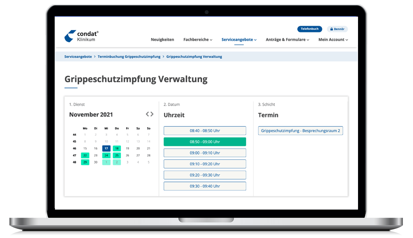 Screenshot Terminvereinbarung